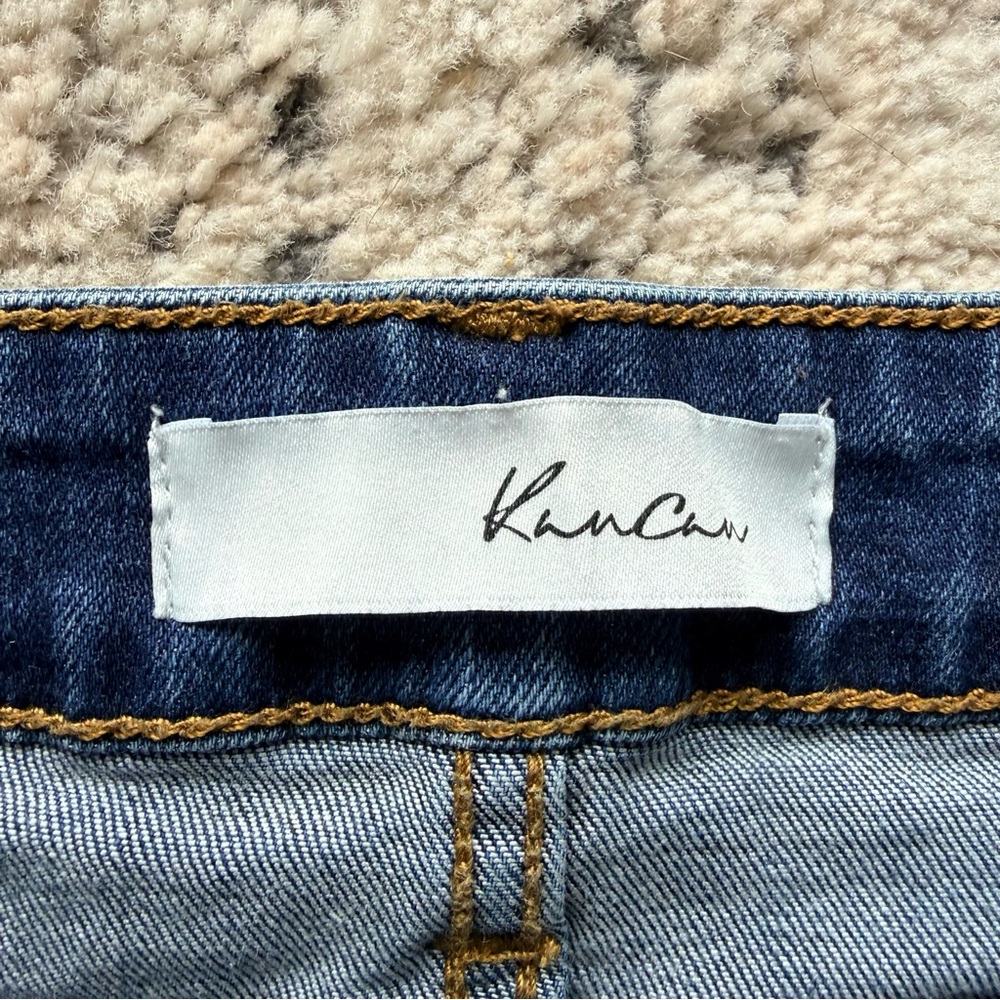 Kancan Med/Dk Wash Skinny Raw Hem Distressed Mid-Rise Stretch Woman’s Jean 11 - Picture 10 of 14